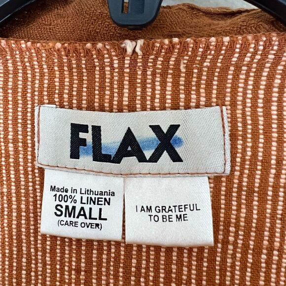 Flax Rust Brown 100% Linen Long Sleeve Button Front Shirt Jacket Small - Picture 9 of 10